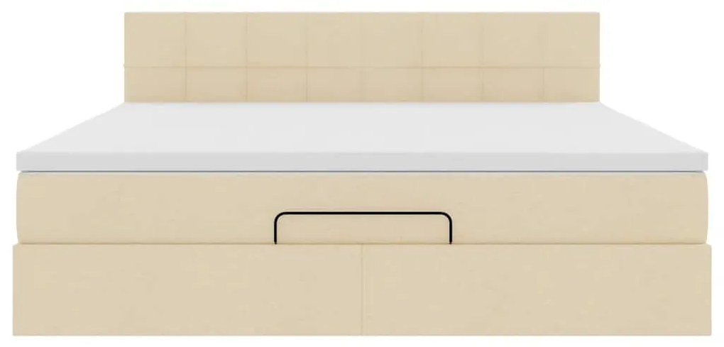 Estrutura de cama otomana com colchão tecido creme 160x200cm