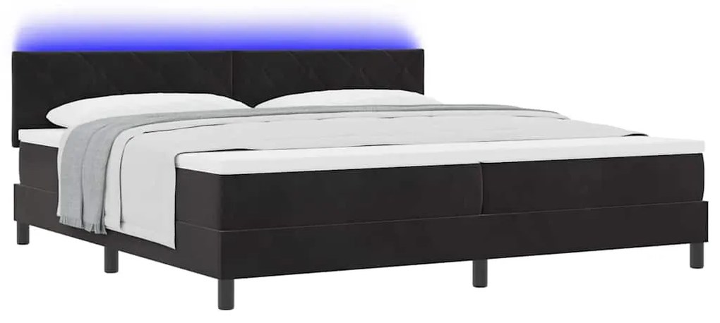 Cama Box Spring vidaXL com Colchão e LED Preto 200x200 cm Veludo