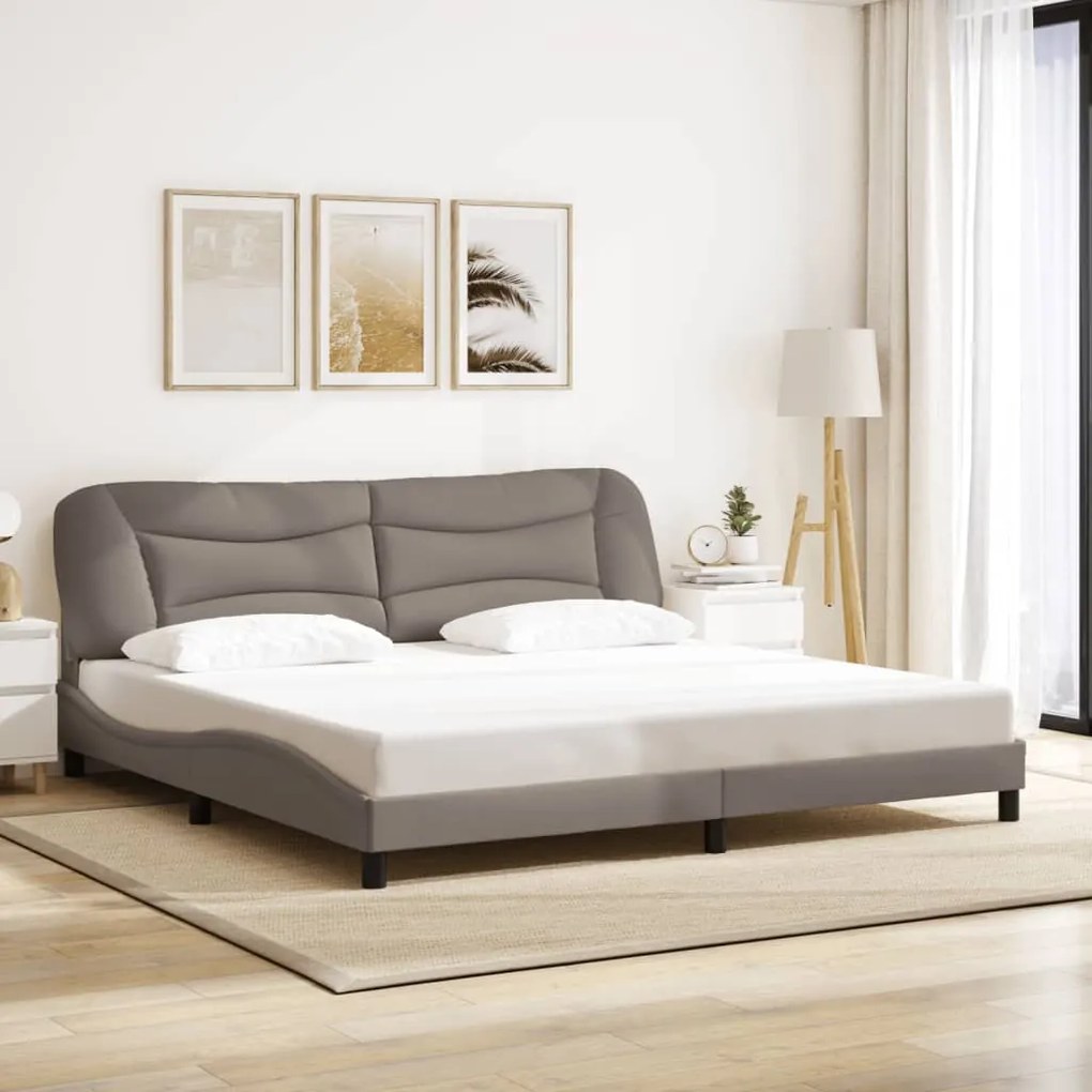 Cama sem colchão 200x200 cm tecido cinzento-acastanhado