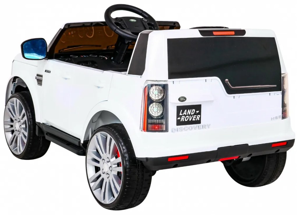 Carro elétrico para Crianças 12V Land Rover Discovery Rodas Eva, Assento de couro Branco