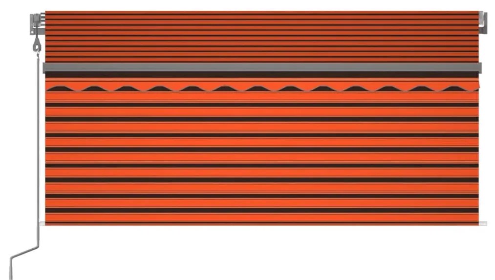 Toldo retrátil automático com estore 3,5x2,5 m laranja/castanho