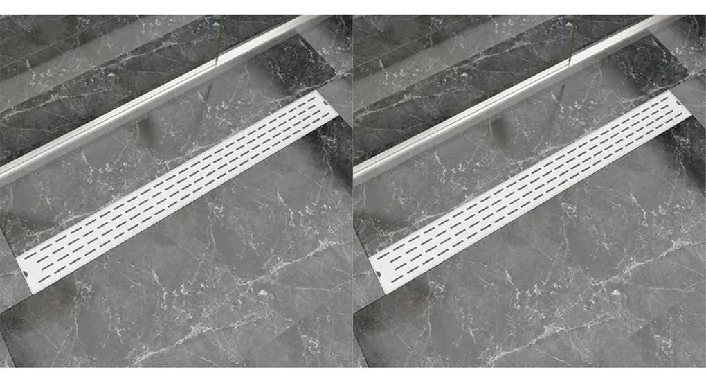 VidaXL Dreno de chuveiro linear 2pcs linhas 1030x140 mm aço inoxidável