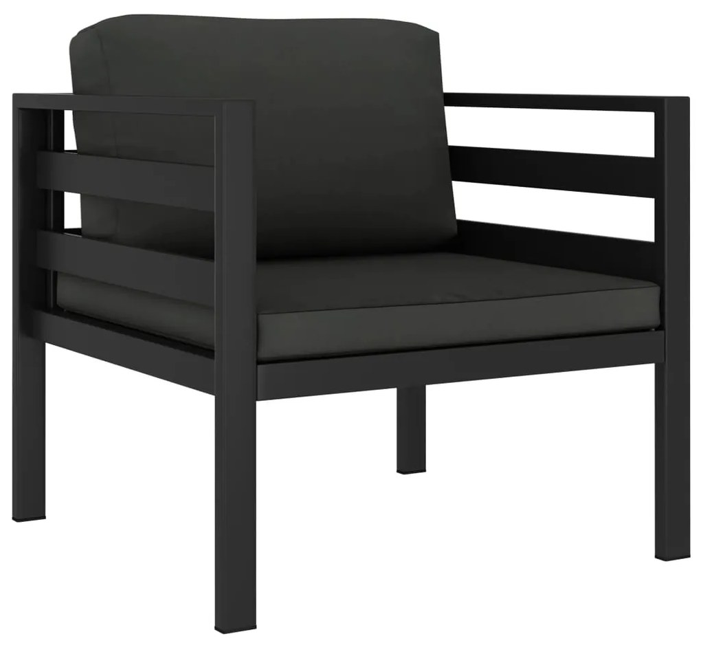 3 pcs conjunto lounge jardim com almofadões alumínio antracite