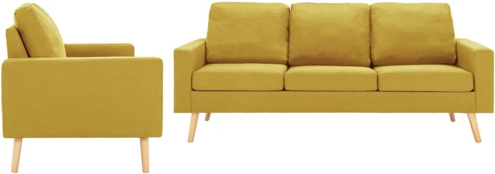 2 pcs conjunto de sofás tecido amarelo