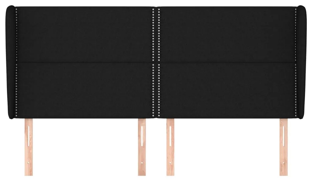 Cabeceira de cama c/ abas tecido 203x23x118/128 cm preto