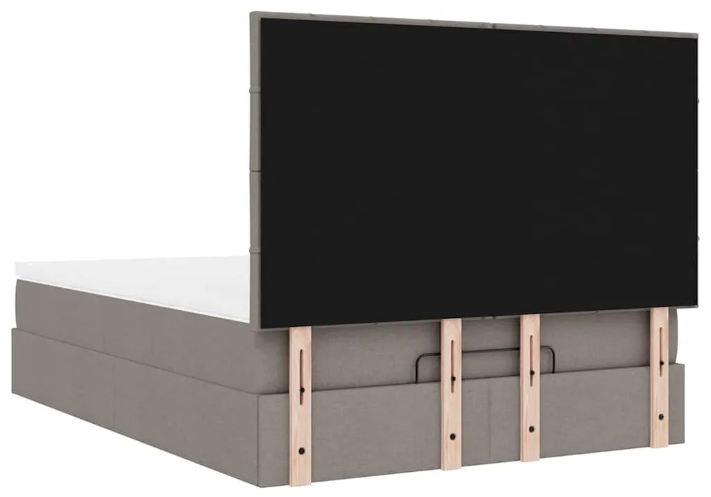 Estrutura de cama otomana com colchão tecido cinzento 140x200cm