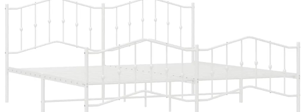 Estrutura de cama com cabeceira e pés 193x203 cm metal branco