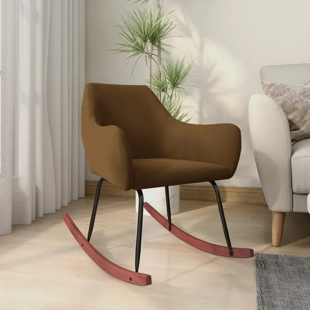 vidaXL Cadeira de baloiço veludo castanho