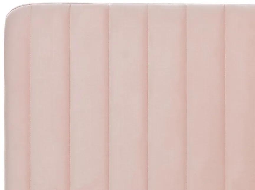 Cama de casal em veludo rosa pastel 160 x 200 cm LUNAN Beliani