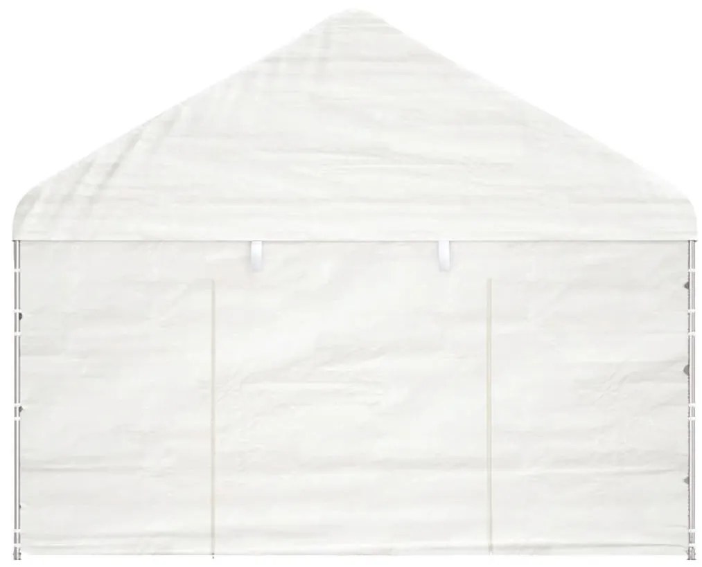 Gazebo com telhado 6,69x4,08x3,22 m polietileno branco