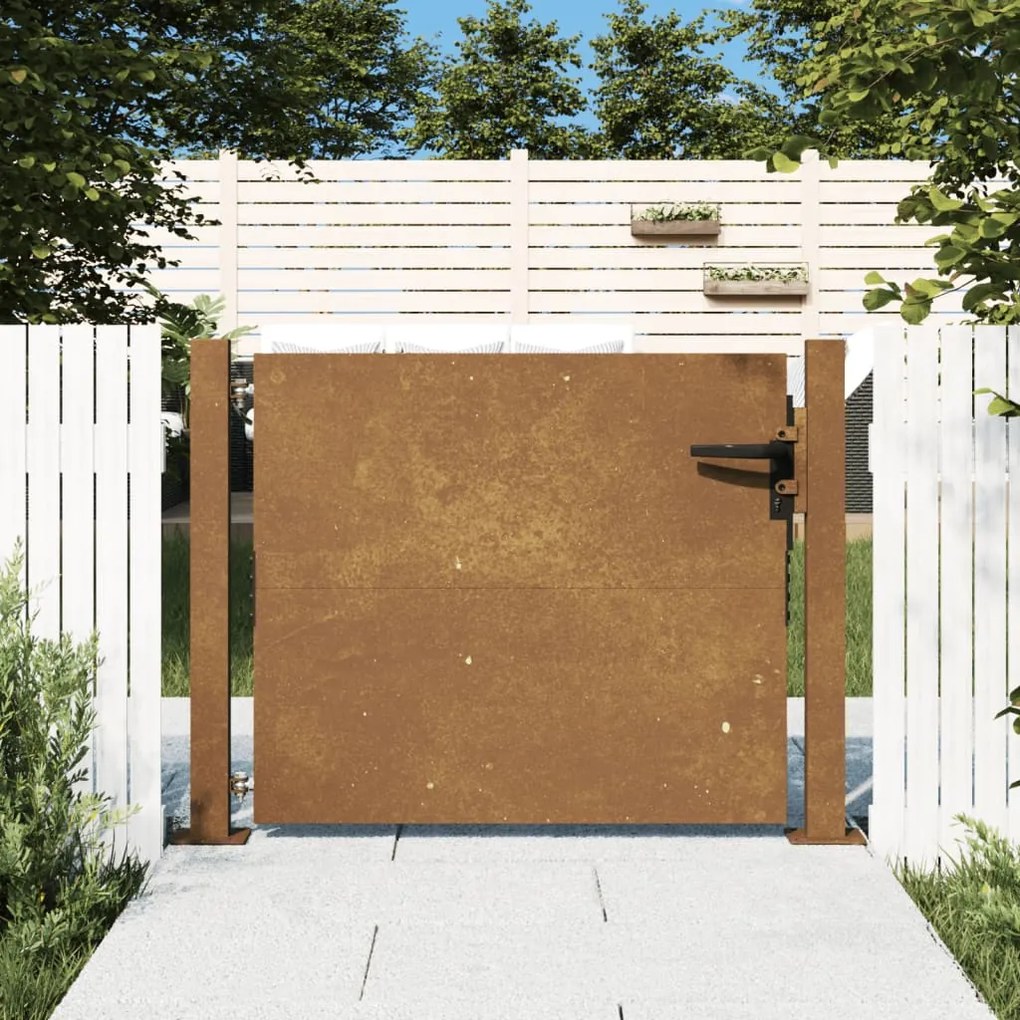 vidaXL Portão de jardim 105x80 cm aço corten