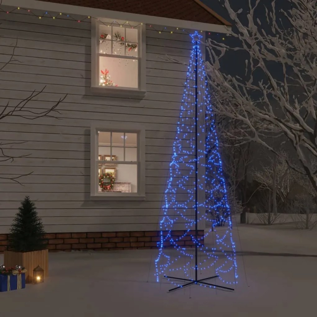 vidaXL Árvore de Natal em cone 1400 luzes LED 160x500 cm azul