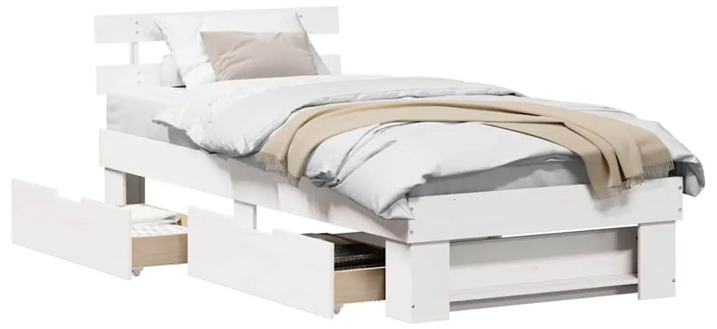 Estrutura da Cama Branco 90 x 200 cm Madeira de Pinheiro Sólido