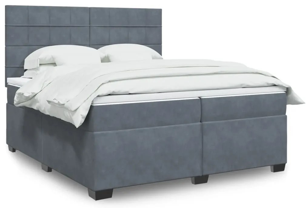 vidaXL Cama com molas/colchão 200x200 cm veludo cinzento-escuro