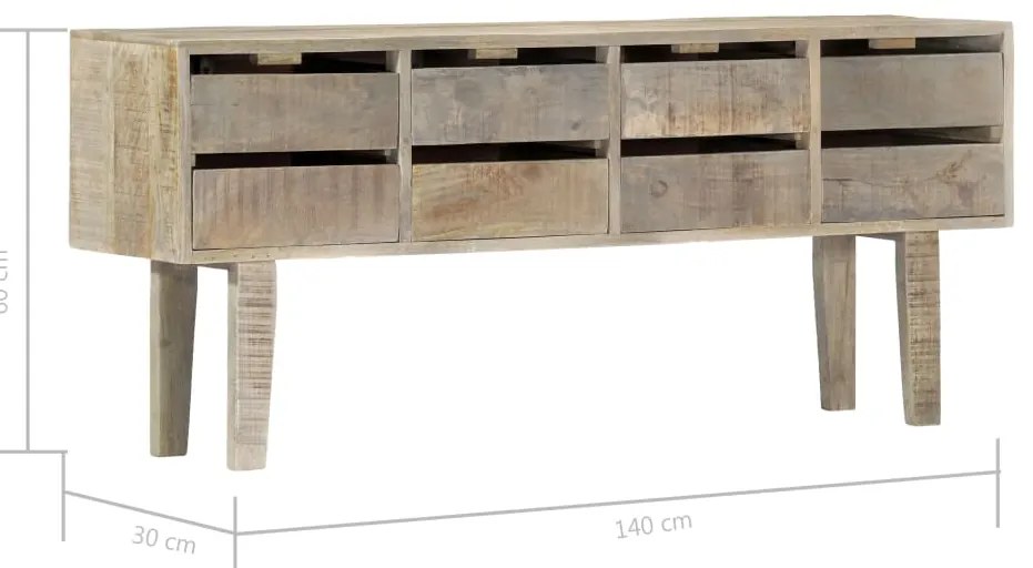 Aparador 140x30x60 cm madeira de mangueira maciça