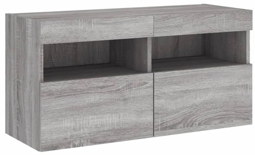 Móvel de parede p/ TV c/ luzes LED 80x30x40 cm cinzento sonoma
