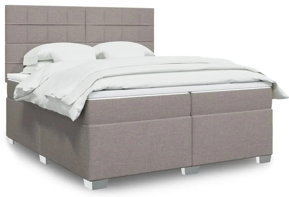 vidaXL Cama com molas/colchão 200x200 cm tecido castanho-acinzentado