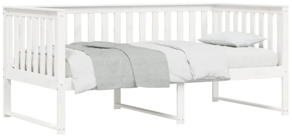 Sofá-cama 100x200 cm madeira de pinho maciça branco