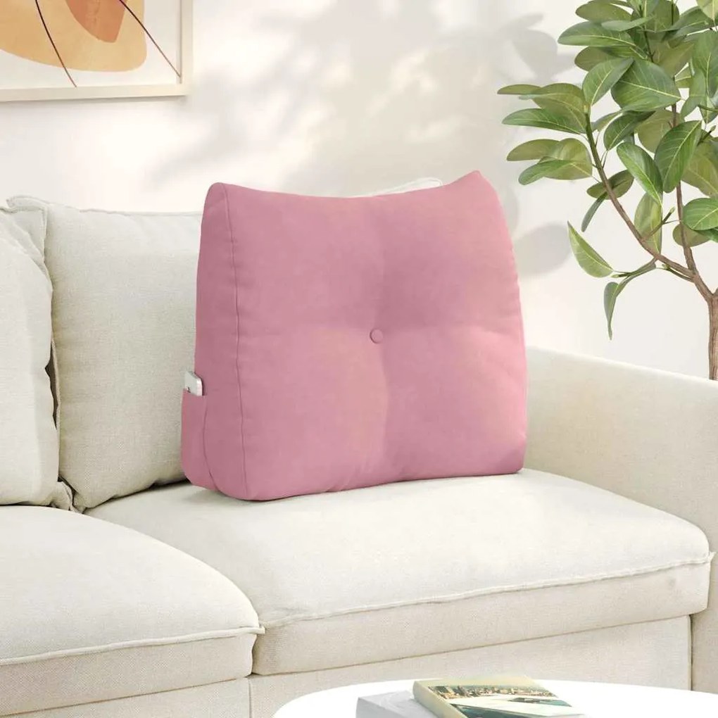 vidaXL Travesseiro para Costas Rosa 60 x 24 x 50 cm Veludo