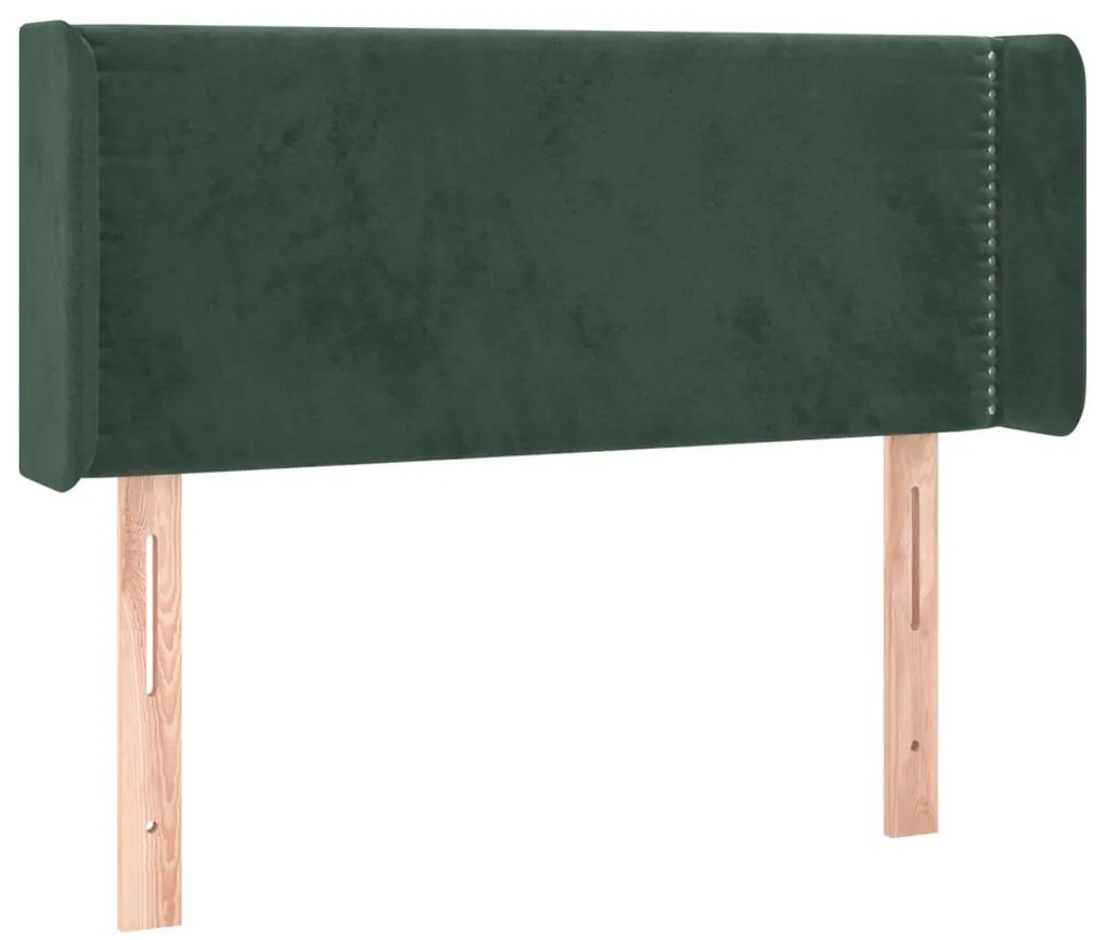 Cabeceira cama c/ luzes LED veludo 103x16x78/88 cm verde-escuro