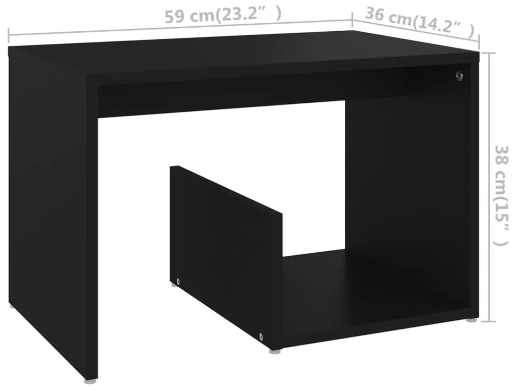 Mesa de apoio 59x36x38 cm derivados de madeira preto