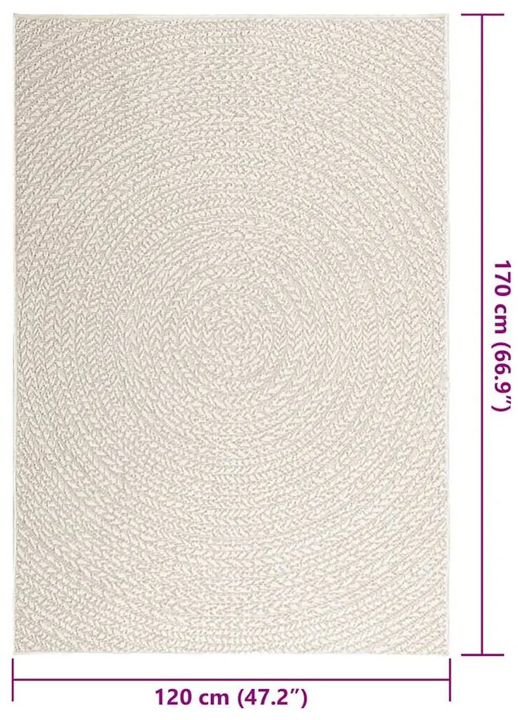 Tapete ZIZUR creme 120x170cm aspeto de juta interior e exterior