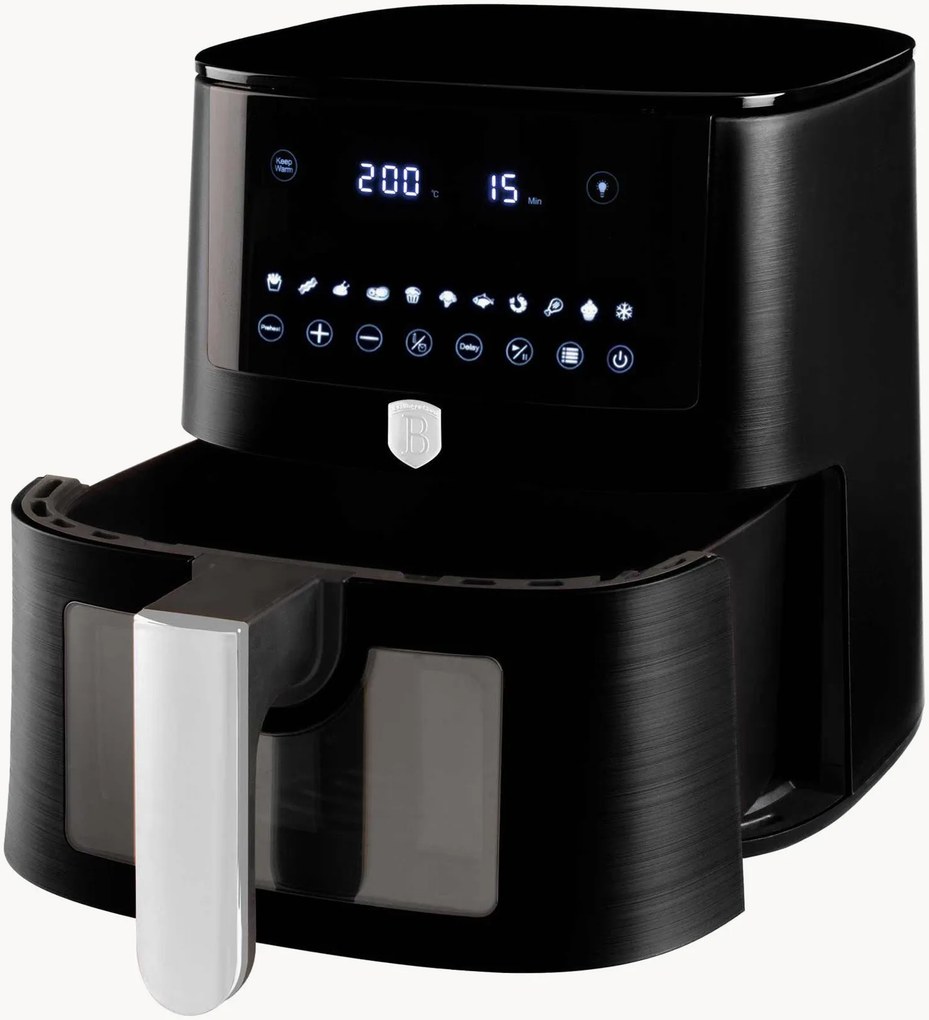 Fritadeira de ar quente com janela de visualização Matte Black, 8 L