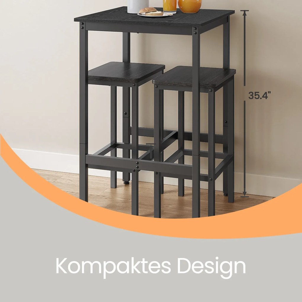 Mesa de bar, mesa de cozinha, mesa alta (BANCOS NÃO INCLUIDOS) 60 x 60 x 92 cm preto