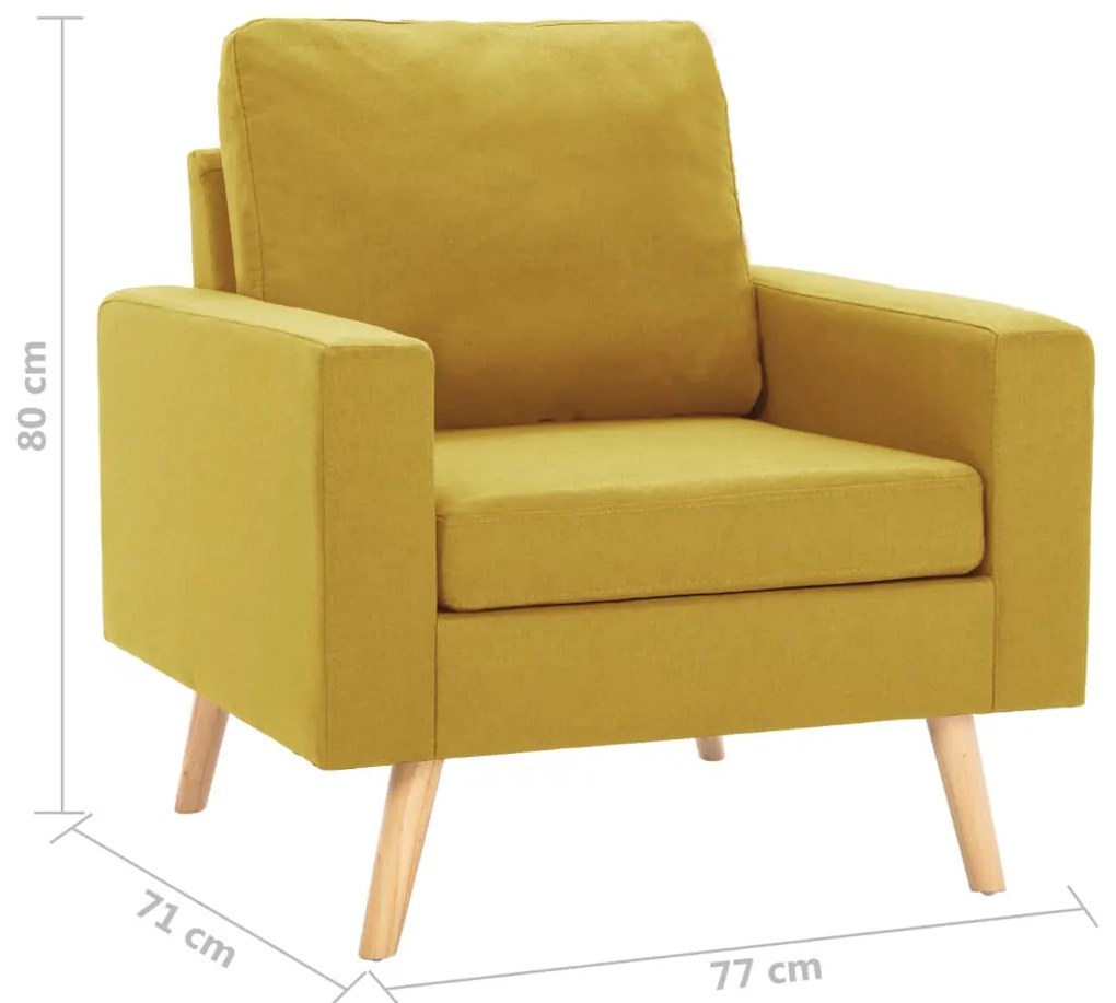 Poltrona em tecido amarelo