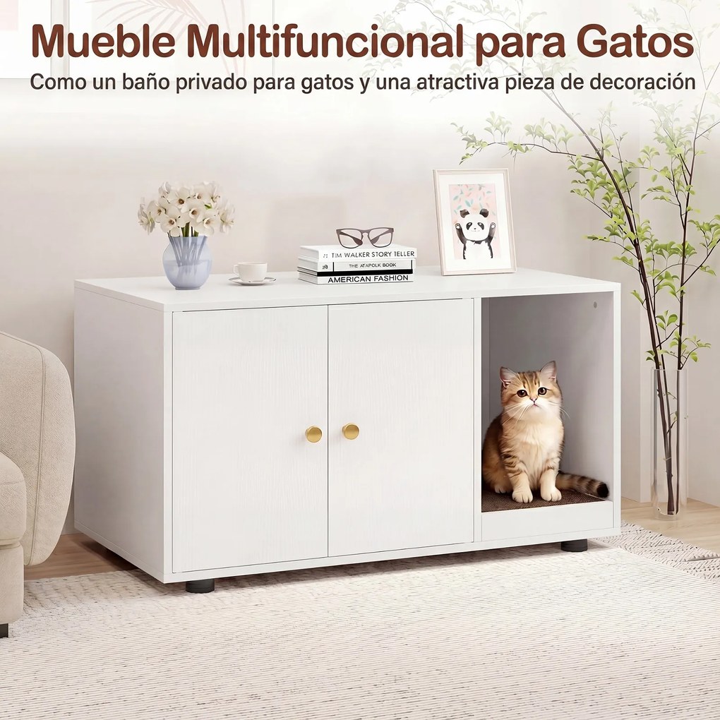 Móvel para caixa areia Gatos (CAIXA AREIA PLASTICA NÃO INCLUIDA), 90 x 50 x 50 cm, Branco