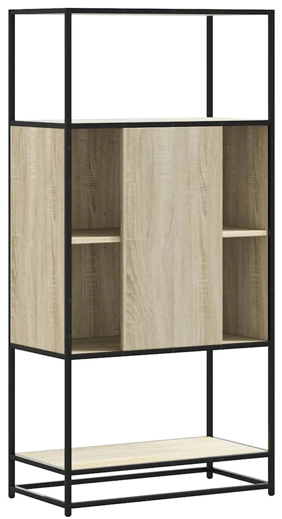 Armário alto 68x35x139 cm madeira e metal carvalho sonoma