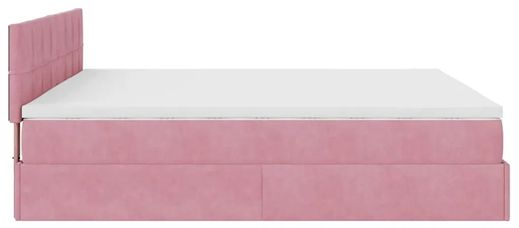 Estrutura de cama otomana com colchão 160x200 cm veludo rosa