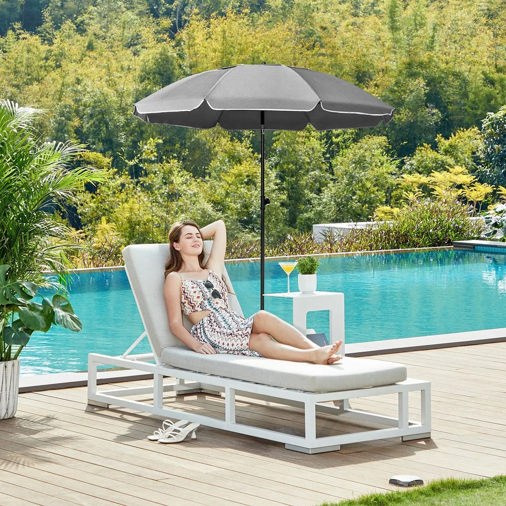 Guarda-sol jardim, praia Ø 200 cm dobrável com proteção UV até UPF 50+ e saco transporte cinzento