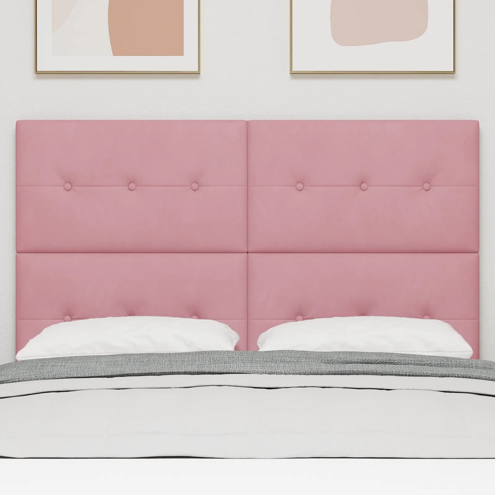 Cabeceira vidaXL Estofada com Botões Rosa 160 cm Veludo