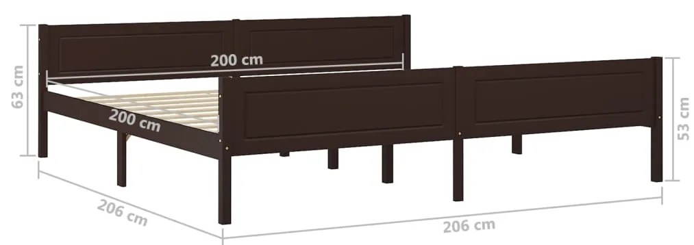Estrutura de cama 200x200 cm pinho maciço castanho-escuro