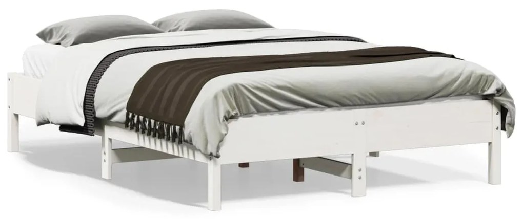 Cama sem colchão 120x190 cm madeira de pinho maciça branco