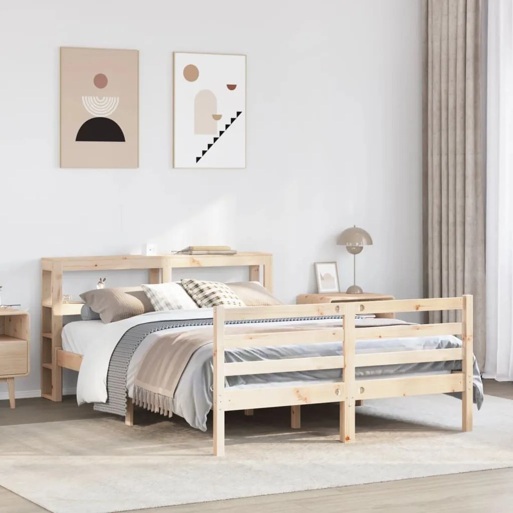 vidaXL Cama sem colchão 140x190 cm madeira de pinho maciça