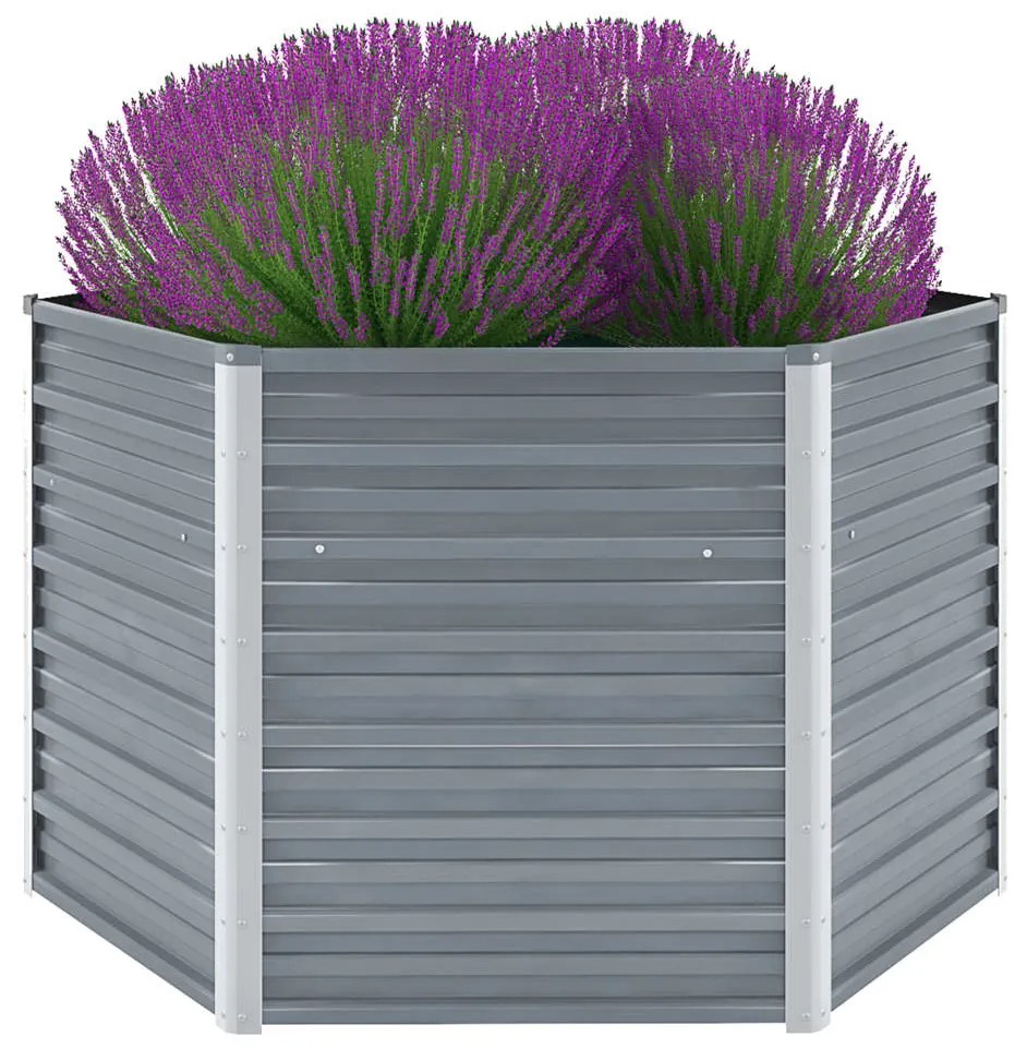 vidaXL Canteiro elevado jardim aço galvanizado 129x129x77 cm cinzento