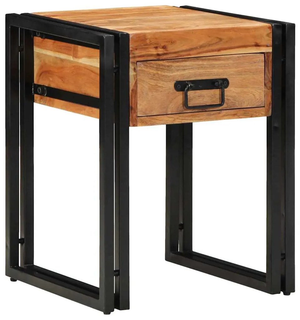 vidaXL Mesa de apoio Castanho 40 x 40 x 50 cm Madeira de acácia maciça