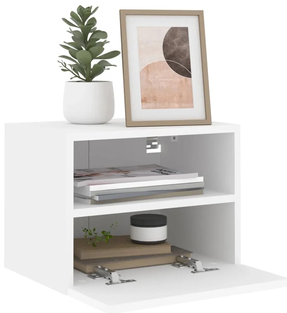 Móveis de parede p/ TV 2pcs 40x30x30cm derivados madeira branco