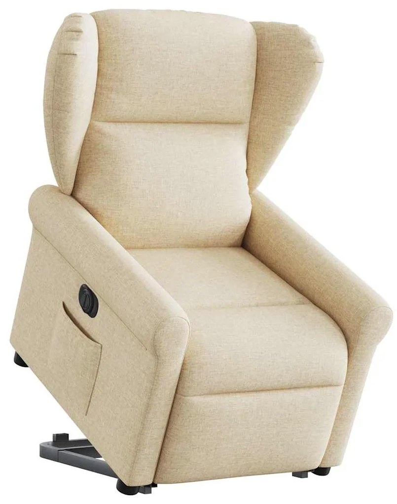 vidaXL Poltrona reclinável elevatória elétrica tecido cor creme