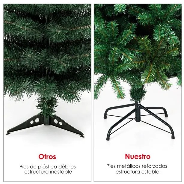 Árvore de Natal Artificial de 180cm com Base de Metal Material PVC Decoração de Natal Verde