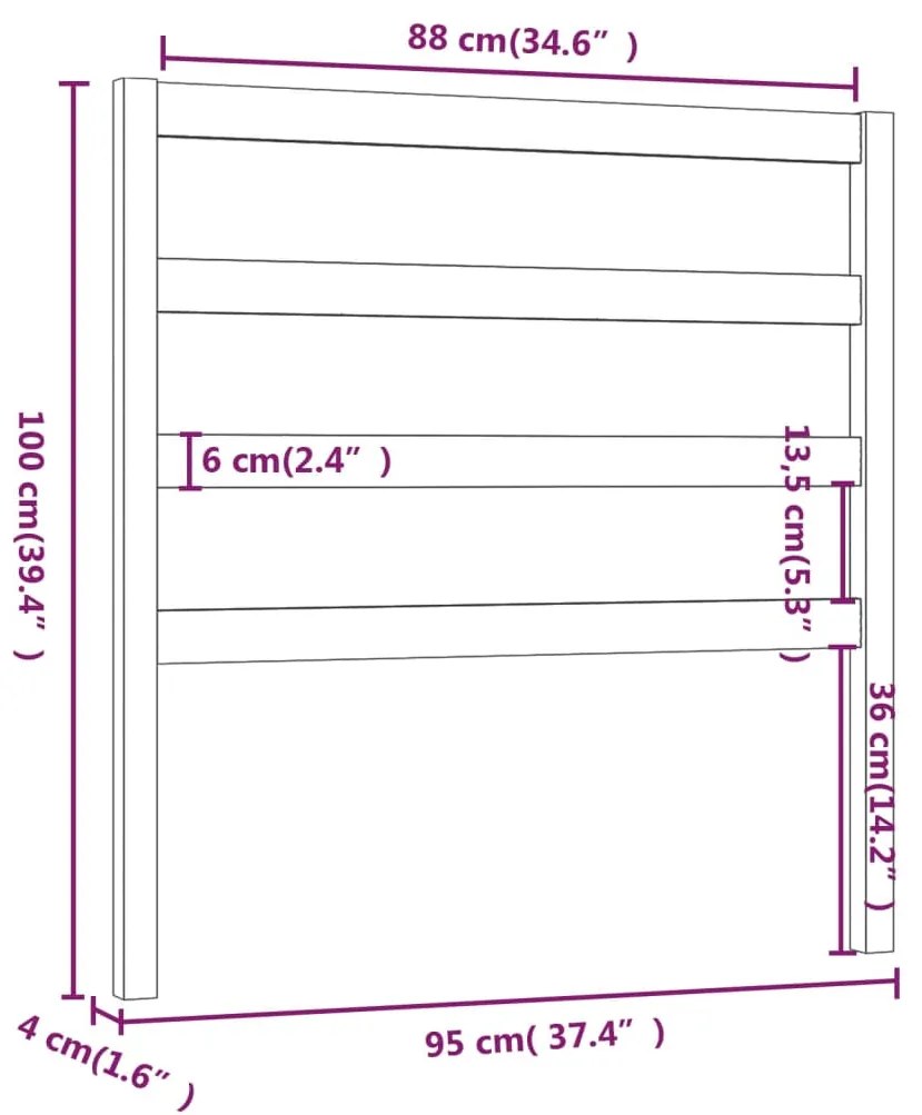 Cabeceira de cama 95x4x100 cm pinho maciço castanho mel