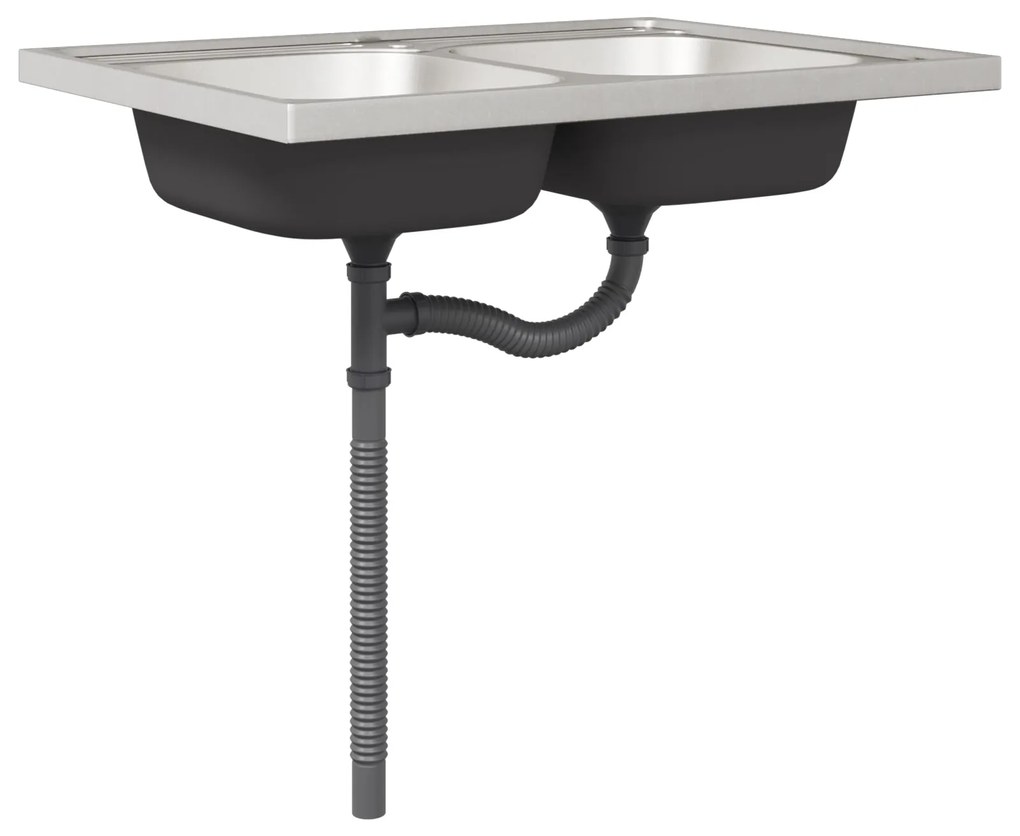 Armário de Cozinha vidaXL 'Kalmar'com Pias Duplas Branco em Estrutura