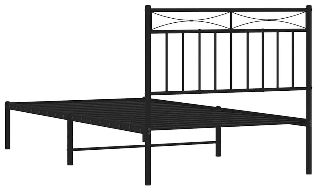 Estrutura de cama com cabeceira 100x190 cm metal preto