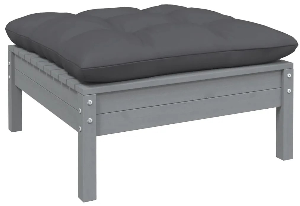 13 pcs conj. lounge de jardim com almofadões antracite pinho