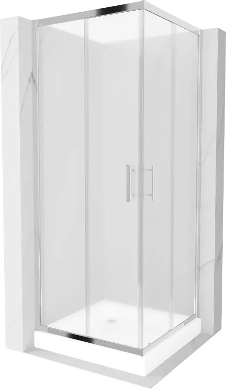 Mexen Rio cabine de duche quadrada 90 x 90 cm, fosca, cromada + base de duche, branca - 860-090-090-01-30-4510