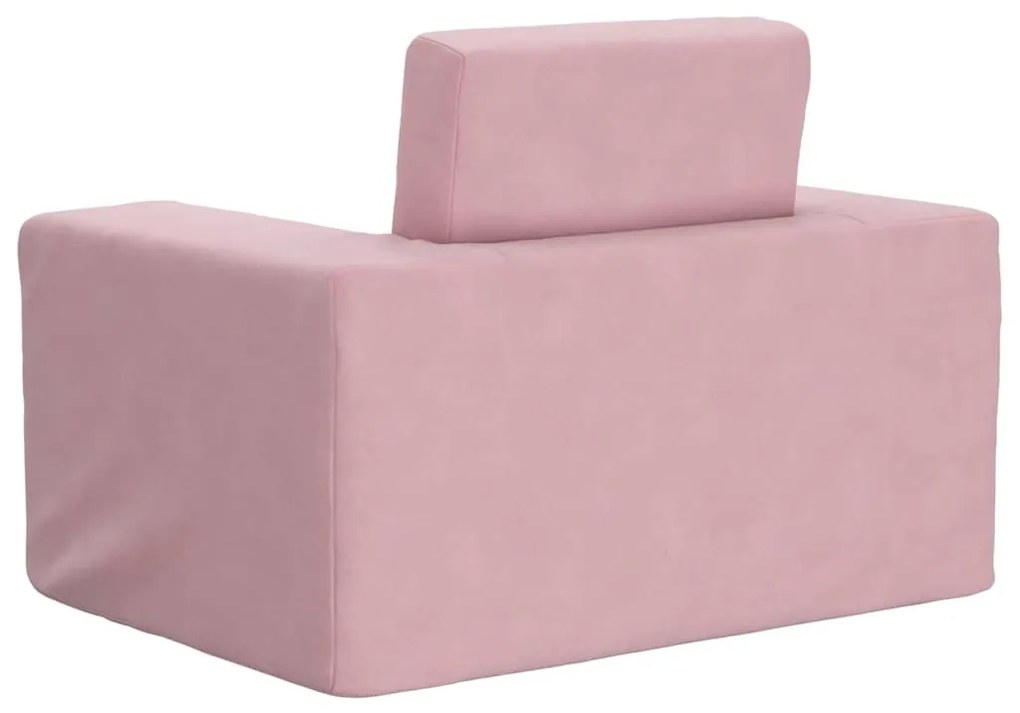 Sofá-cama infantil de pelúcia rosa