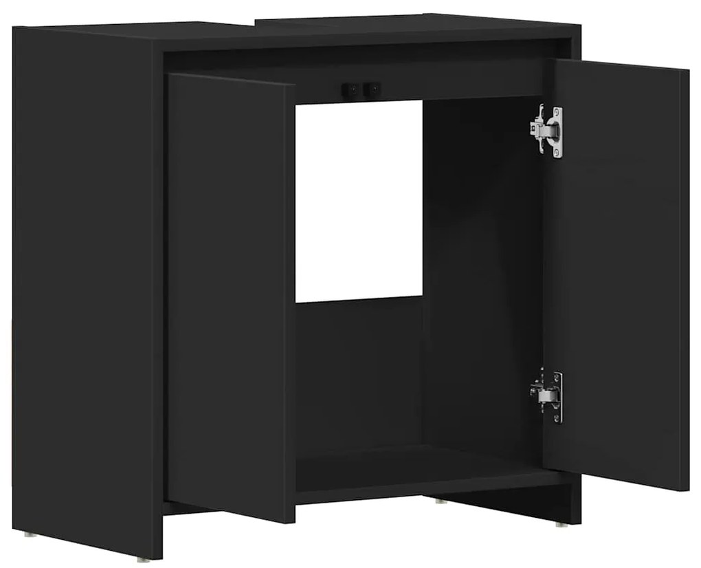 Armário casa de banho 60x33x61 cm contraplacado preto