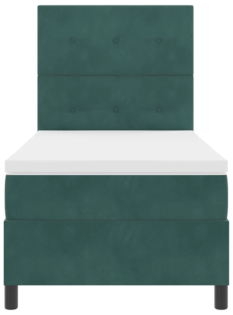 Cama Box Spring com Colchão Verde Escuro 80x200 cm Veludo